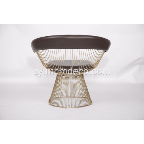 Cadeirydd Bwyta Fodern Leather Warren Platner